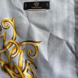 Versace Gray Scarf with Gold Accents